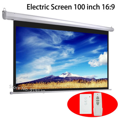 100 Inch Motorized Projection Screen with Remote