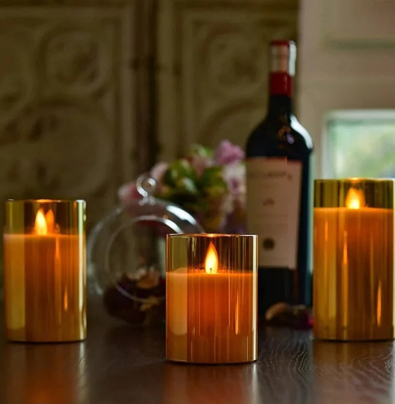 Rechargeable Flameless Candle 3Pcs Luxury Set My Own Cosmos