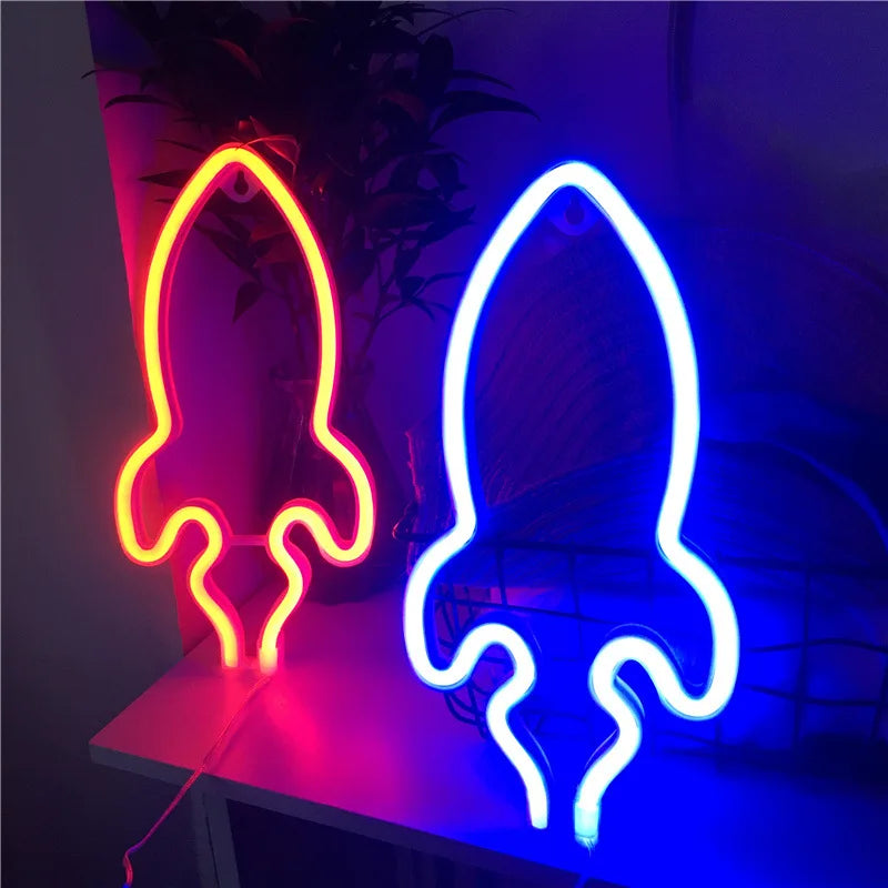 Rocket Neon Sign for Bedroom Wall or Desktop - My Own Cosmos