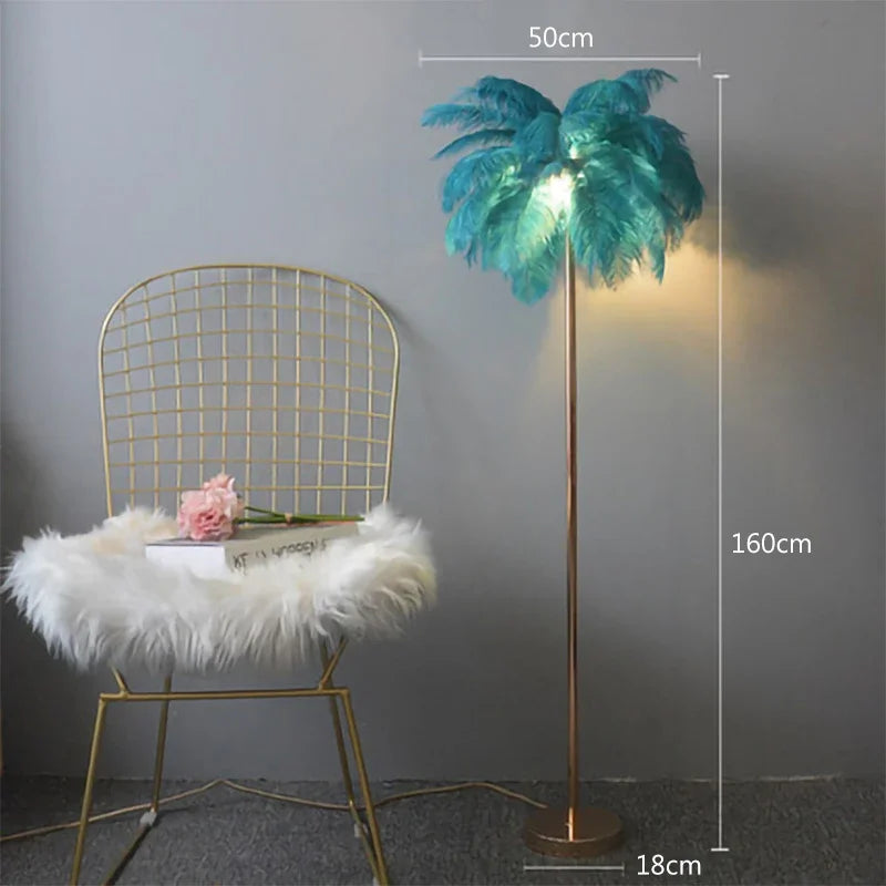 Modern Ostrich Feather Led Floor Lamp For Bedroom Bedside Atmosphere Lamps Indoor Lighting Living Room Sofaside Stand Lights