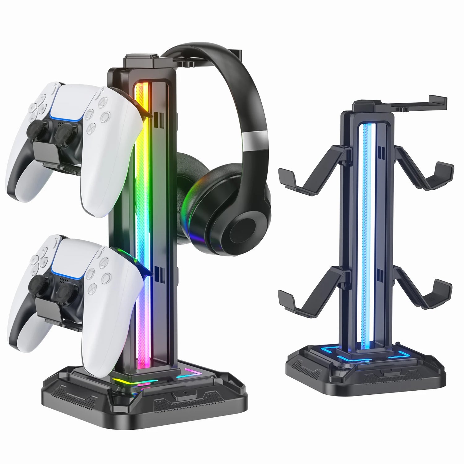 Controller Stand with 9 Light Modes Headset Holder for Desk Rotatable Headphone Stand Detachable Controller Hook