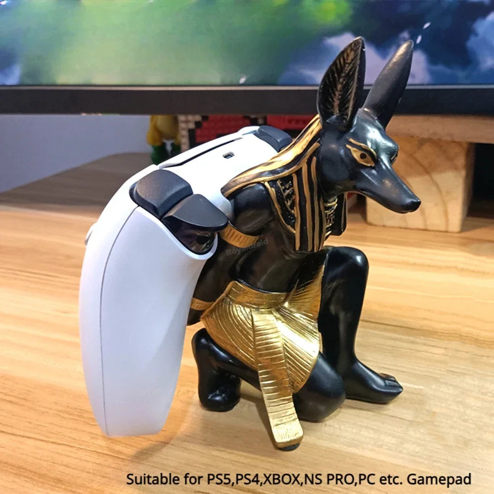 Resin Egypt Anubis God Controller Holder For PS4/PS5/XBOX/Switch Gamepad Mobile Phone Holder Desktop Display Stand Christmas Gif