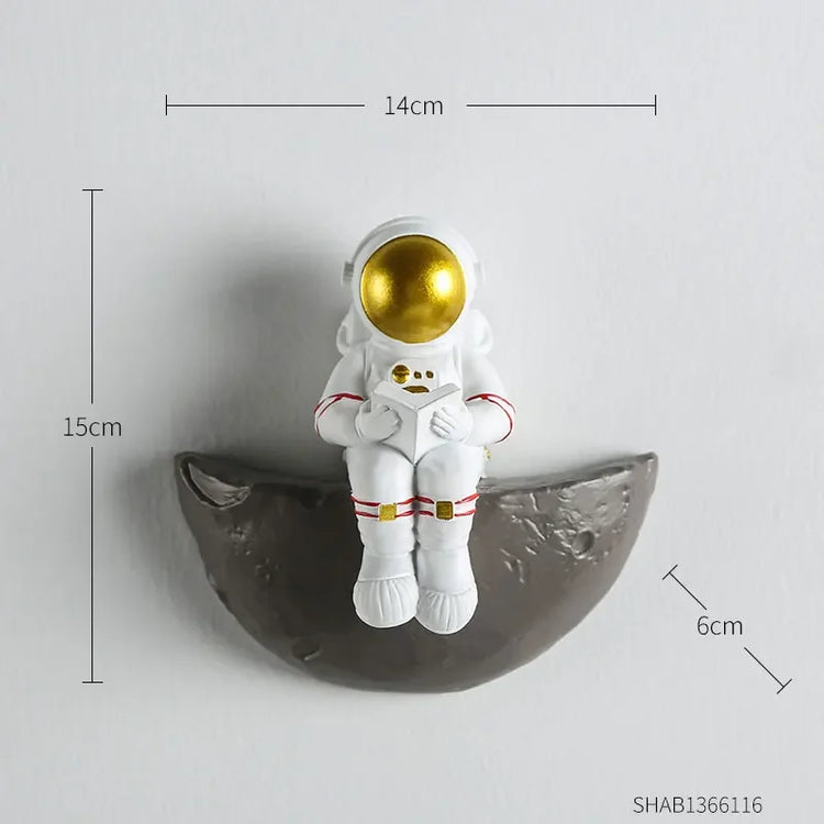 Resina Astronauta Decoração de Parede, Estilo Moderno, Artesanato De Desenhos Animados, Enfeites De Varanda De Escritório Em Casa, Adorável Ornamento De Parede, Presentes