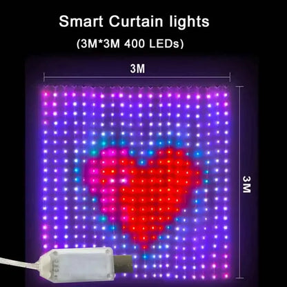 Smart RGB Curtain Lights with Bluetooth & Music Sync