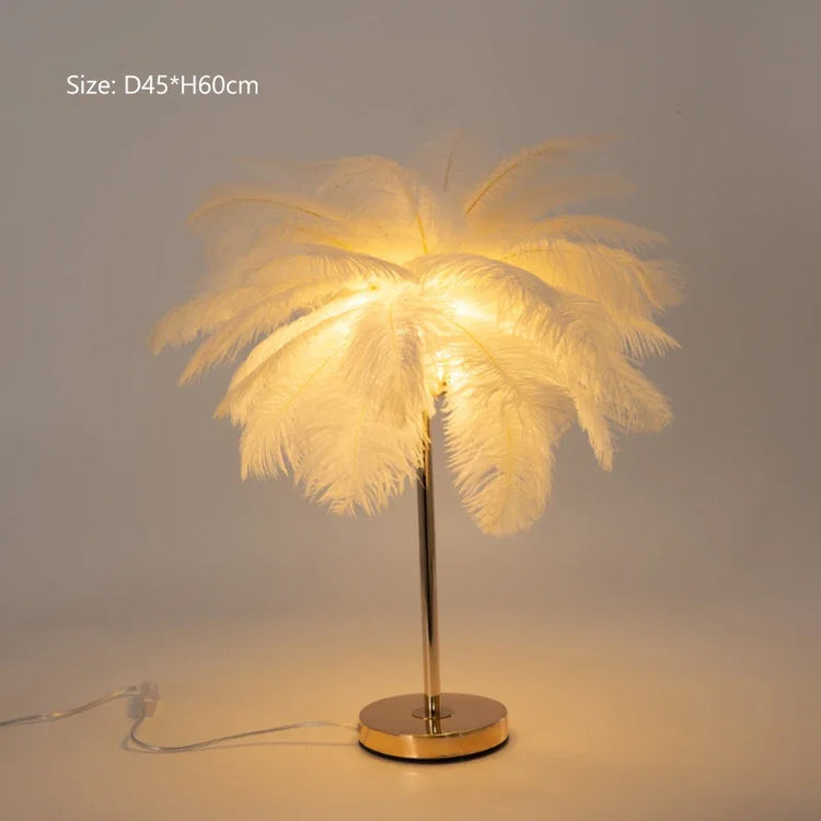 Modern Ostrich Feather Led Floor Lamp For Bedroom Bedside Atmosphere Lamps Indoor Lighting Living Room Sofaside Stand Lights