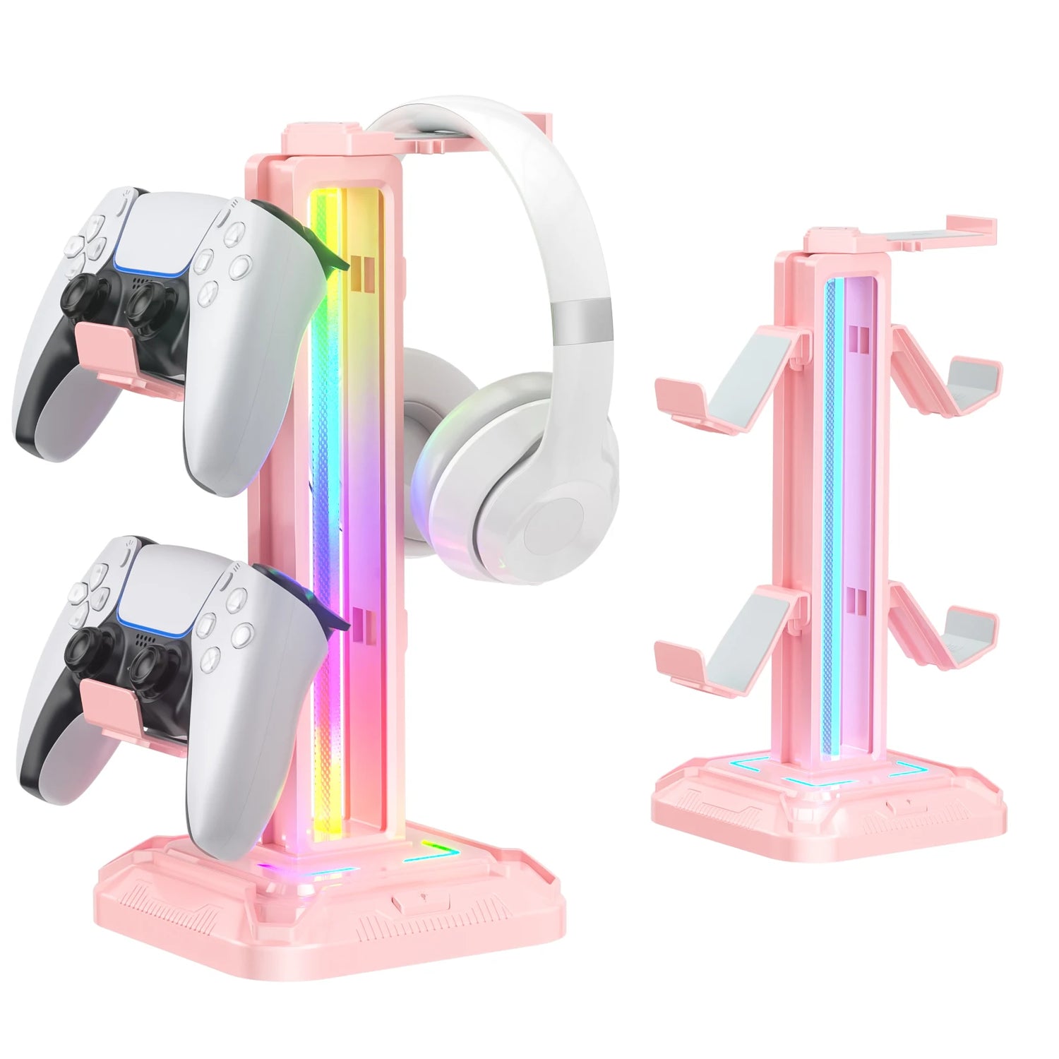 Controller Stand with 9 Light Modes Headset Holder for Desk Rotatable Headphone Stand Detachable Controller Hook