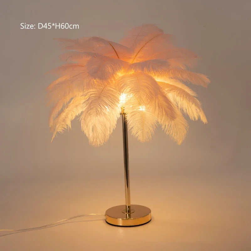 Modern Ostrich Feather Led Floor Lamp For Bedroom Bedside Atmosphere Lamps Indoor Lighting Living Room Sofaside Stand Lights