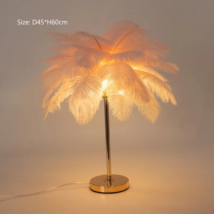 Modern Ostrich Feather Led Floor Lamp For Bedroom Bedside Atmosphere Lamps Indoor Lighting Living Room Sofaside Stand Lights