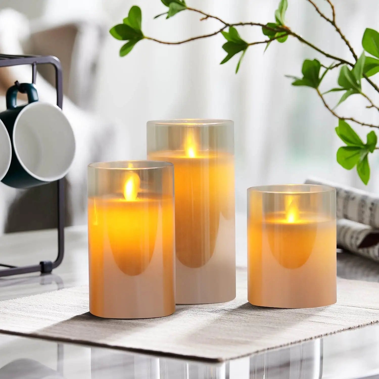 Rechargeable Flameless Candle 3Pcs Luxury Set My Own Cosmos