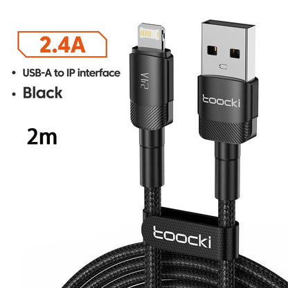 Toocki USB Cable For iPhone 14 13 12 Pro Max X XS XR 8 7 Plus iPad Fast Charging Charger Aluminum iP Cable For iPhone Data Cord