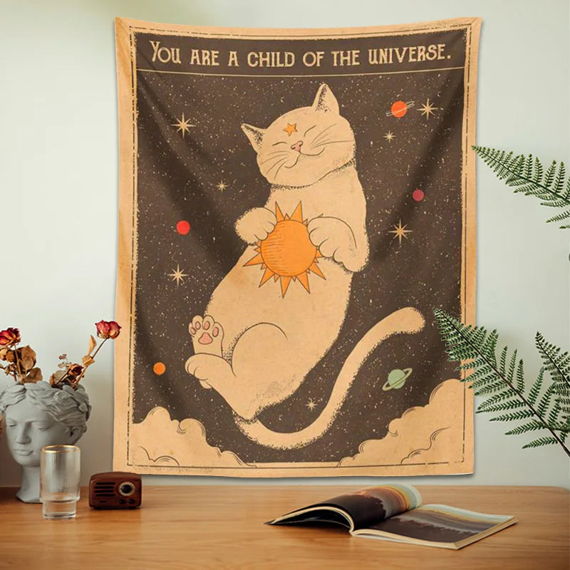 Sun Moon Super Cute Cat Wall Tapestry - My Own Cosmos