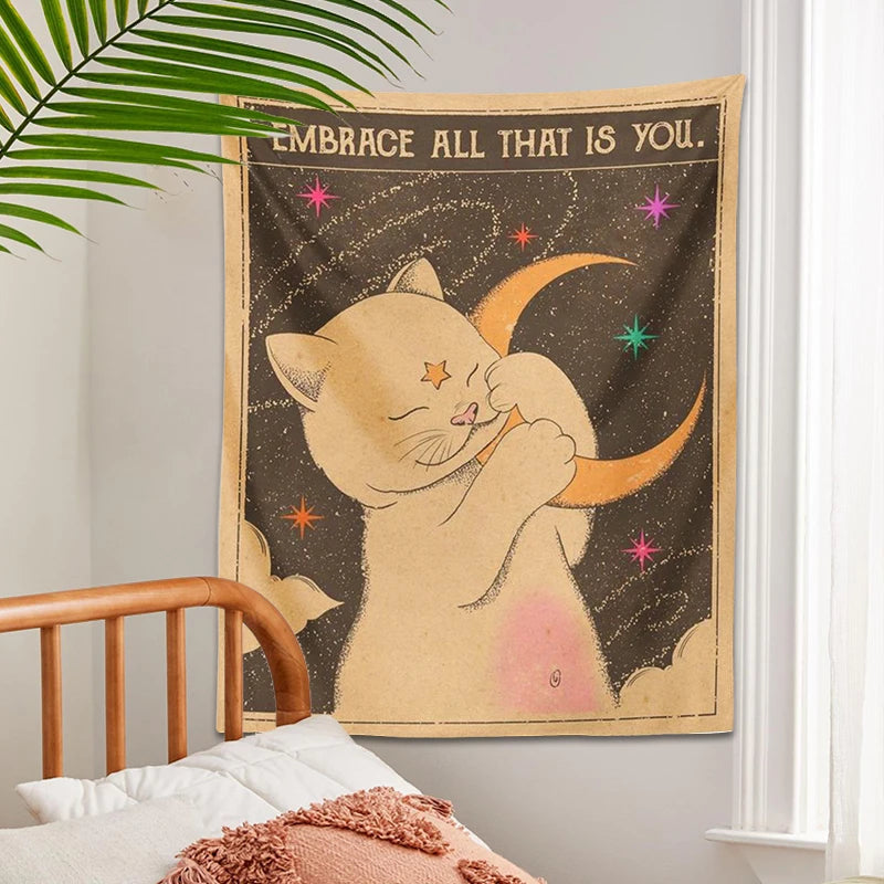 Sun Moon Super Cute Cat Wall Tapestry - My Own Cosmos