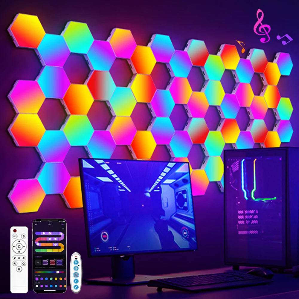 20PCS RGB Smart Hexagonal Wall LED Stickers - My Own Cosmos