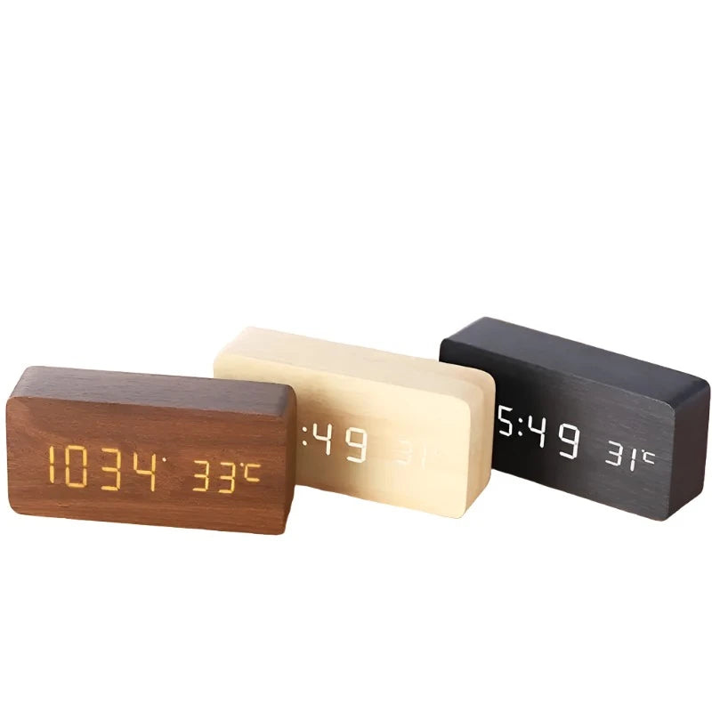 Wooden Digital Alarm Clock with Temperature Display - My Own Cosmos